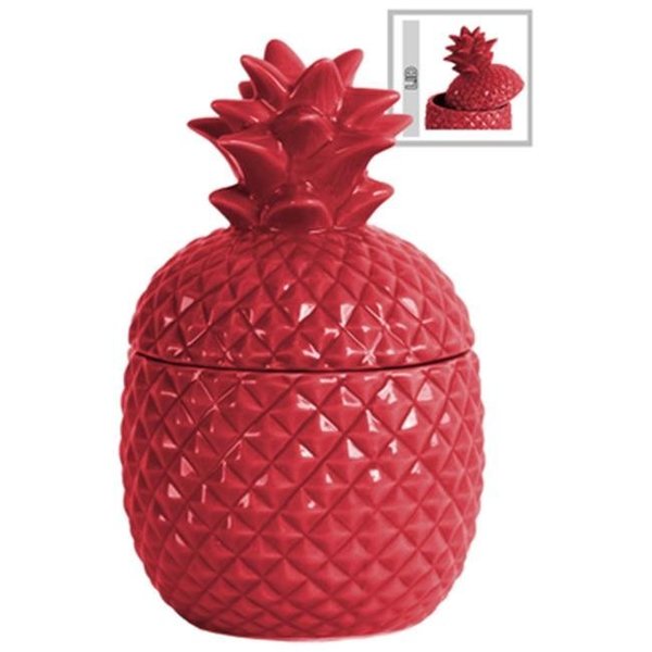 Urban Trends Collection Urban Trends Collection 44201 4.5 x 7.25 x 4.5 in. Ceramic Pineapple Canister; Gloss Finish - Red; Small 44201